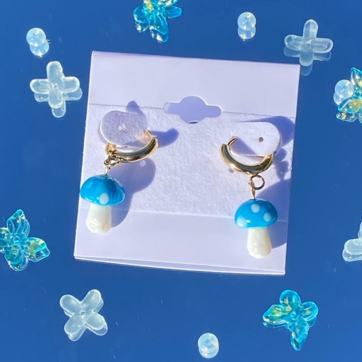 Blue Mushroom Earrings