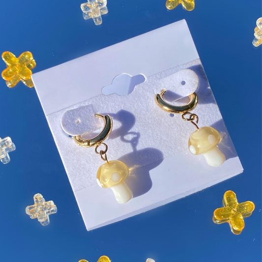 Yellow Mushroom Earrings